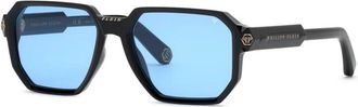 Philipp Plein Spp 202M Zonnebril - Heren - Zonnebrillen - Zwart - 57 MM - Accessoires