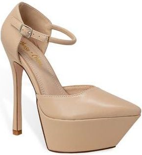 Chase + Chloe by Intouch Footwear Pointy Toe dOrsay Platform Pump in Beige at Nordstrom Rack, Size 10