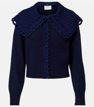 Erdem Crochet-trimmed wool-blend cardigan