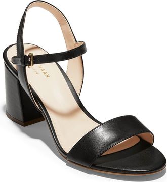 Cole Haan Josie Block Heel Sandal in Black Leather /Woven at Nordstrom Rack, Size 10.5