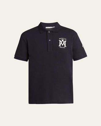 Moncler Mens Cotton Archive Logo Polo Shirt