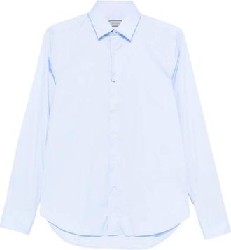 Canali Blauwe Overhemd met Rechte Snit - Heren - Casual Overhemden - Blauw - 5XL - Katoen - Overhemden