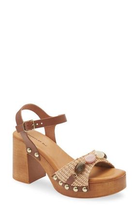 Chocolat Blu Mally Platform Sandal in Natural Raffia at Nordstrom, Size 6.5-7Us