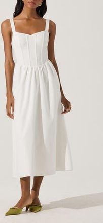 ASTR the Label Structured Cotton Blend Midi Fit & Flare Dress in White at Nordstrom Rack, Size X-Large
