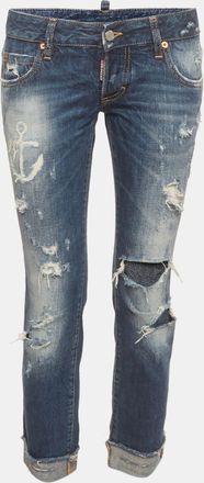 Dsquared2 Blue Distressed Denim Slim Fit Jeans S/waist