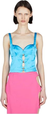 Marco Rambaldi Hart Mouwloze Tops - Dames - Tops zonder mouwen - Blauw - M - Satijn - Tops