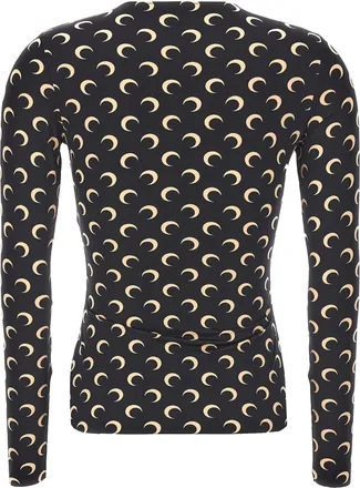 Marine Serre Moon-Printed Jersey T-shirt - Black