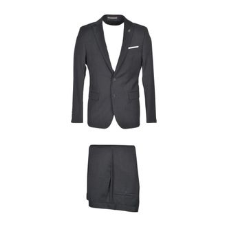Paoloni Single Breasted Suits, male, Gray, Size: M Single Breasted Suit