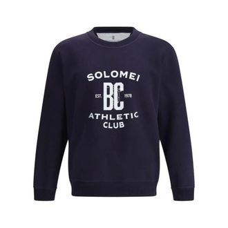 Brunello Cucinelli Sweatshirts, male, Blue, M, Maxi Print Cotton Sweatshirt