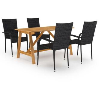 vidaXL Juego De Comedor Para Jard&iacute;n 5 Piezas Negro Vidaxl