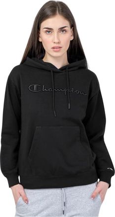 Champion Zwarte hoodie met geborduurd logo - Dames - Hoodies - Zwart - L - Katoen - Hoodies & sweatvesten