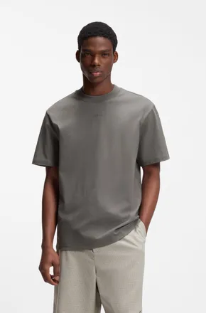 HUGO BOSS T-Shirt HUGO, Herren, Gr. XXL, dunkelgrau025, Single Jersey, Obermaterial: 100% Baumwolle, unifarben, relaxed fit normal, Rundhals, abgesteppte Kante,