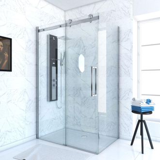Aurlane Parete Doccia Scorrevole + Laterale Fissa 120x90cm - Railroad Chromed 120 Front-90