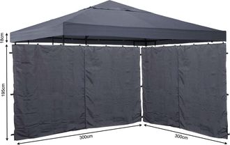 Quick-Star Quick-star - Set Ersatzdach Und 2 Seitenteile F&uuml;r Pavillon 3x3m Grau Ral 7012 Pavillondach Ersatzbezug Seitenwand Mit Rei&szlig;verschluss