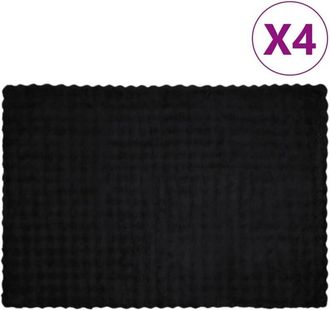 vidaXL vidaXL Coperta in Pelliccia di Coniglio Finta 4 pcs Nero 150 x 220 cm
