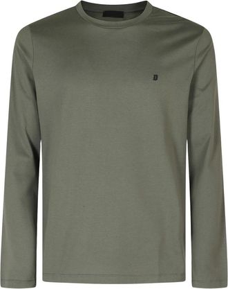 Dondup Regular-fit T-shirt met ronde hals in jersey - Heren - Longsleeves - Groen - S - Katoen - Tops