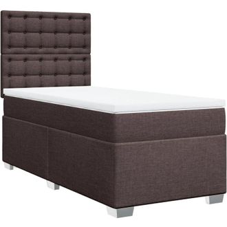 vidaXL Vidaxl - Cama Box Spring Con Colch&oacute;n Tela Marr&oacute;n Oscuro 80x200 Cm