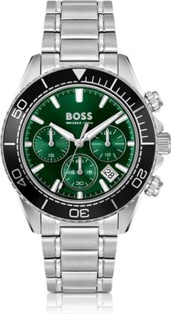 BOSS Sealiner silver-tone chronograph watch with green dial