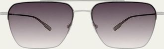 Barton Perreira Mens Double-Bridge Titanium Aviator Sunglasses