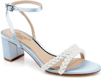Badgley Mischka Ninnette Embellished Ankle Strap Sandal in Sky Blue at Nordstrom, Size 5.5
