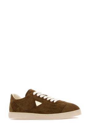 Prada Mens Brown Suede Sneakers Sigaro Vitello
