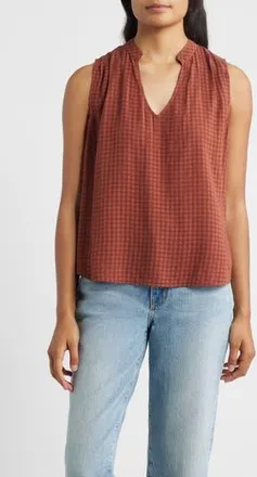 Cloth & Stone Pintucked Sleeveless Top in Dark Chocolate at Nordstrom Rack, Size X-Large