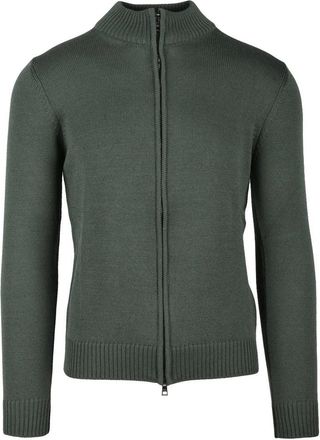 LUIGI BORRELLI NAPOLI Cardigan Zip Wool - Green