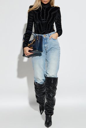 Balmain Top With A Stand-up Collar, Womens, Black