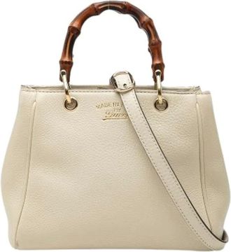Gucci Pre-owned Mini Bags, female, White, Size: ONE SIZE Pre-owned Bamboo Top Handle Satchel