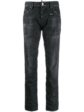 Dsquared2 Gescheurde straight jeans - Zwart