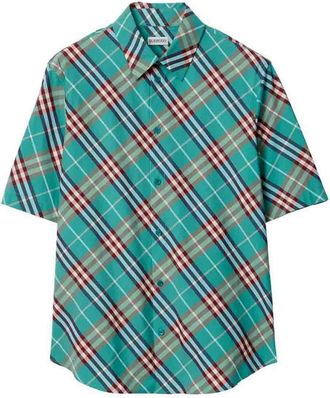 Burberry M Casual Shirt Ss Atom Blue Ip Check