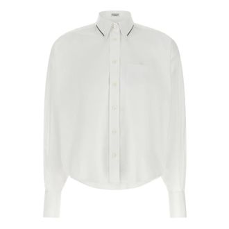 Brunello Cucinelli Monili Collar Poplin Shirt - female - Brunello Cucinelli - Shirts - White - XS - Blouses & Shirts