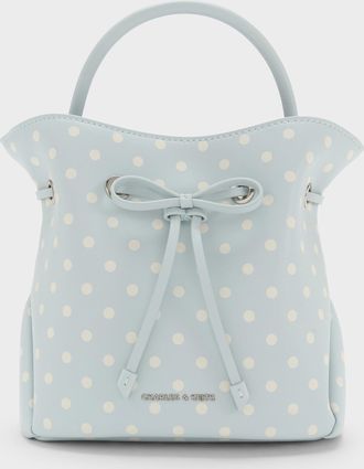 Charles & Keith Hazel Polka-Dot Bow Bucket Bag
