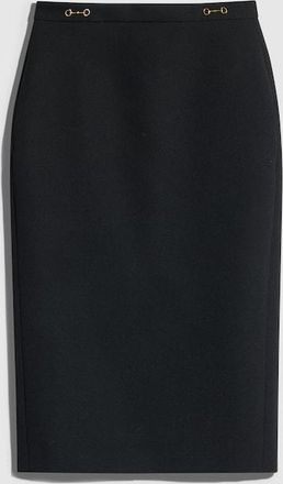 Gucci Wool Cr&ecirc;pe Skirt With Horsebit, Black