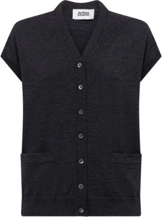 Alpha Studio Truien & Vesten, Dames, Zwart, M, Wol, Gilet Timeless