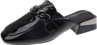 Generic Womens Slippers Women Half Slippers Chain Summer StyleThick Heels Square Toe Casual Slip-on WomeSchwarz,3.5 UK