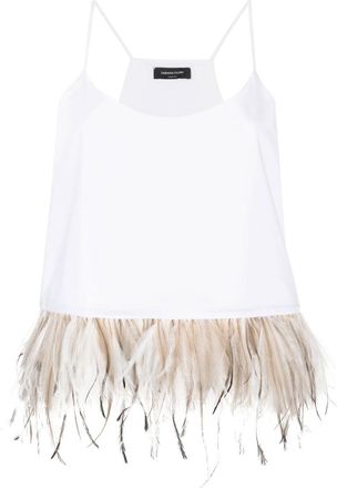 Fabiana Filippi feather-trim sleeveless top - women - Cotton/Ostrich Feather/Cotton - 38 - White