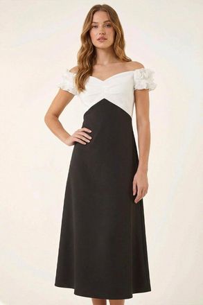 Roman Frill Contrast Bardot Dress