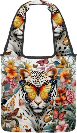 Generic Art Butterflies Tiger Reversible Canvas Shoulder Tote - Double-Sided Print, 12oz Cotton, 27cm Drop, Fold-Flat Bag for Travel, Shopping, Street Outings