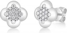 Allurez Diamond Clover Stud Earrings 14K White Gold (0.39ct)
