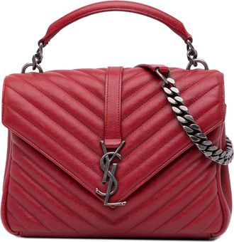 Saint Laurent Pre-owned Womens Collge Top Handle Leather Bag - Red - One Size