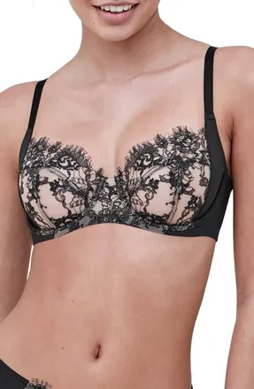 Skarlett Blue Entice Underwire Full Coverage Bra in Black/nylon at Nordstrom, Size 38Ddd