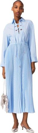 Maje Long pleated dress with eyelets in Blue Sky at Nordstrom, Size 34 Eu