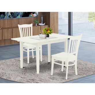 East West Furniture Dining Table- Dining Chairs, NOGR3-WHI-W