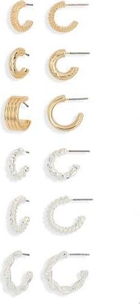 Nordstrom Rack 6-Pack Mixed Hoop Earrings in Gold- Silver at Nordstrom Rack