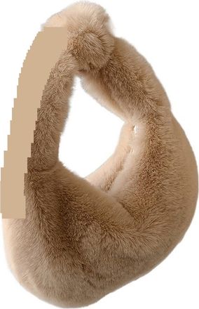 Generic Womens Plush Bags Plush Bag Winter Womens Handbag Small Wrist Clutch Fashion Short Handle Phone Coin Purse Ladies(Khaki)