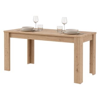 Dmora Mesa Fija Luarca, 6 Plazas, Tapa Efecto Listonado, Forma Rectangular, 135x80x76h Cm Marr&oacute;n Roble Nudos