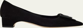 Manolo Blahnik Beti Suede Pointed-Toe Pumps