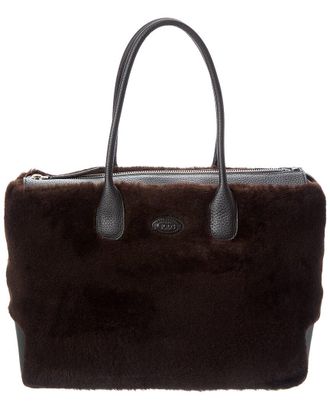 Tod's TodS Di Large Leather & Shearling Tote