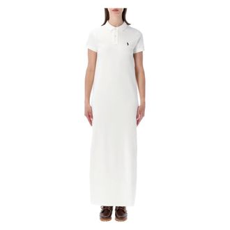 Polo Ralph Lauren Short Dresses, female, White, Size: XS Cotton Mesh Polo Dress